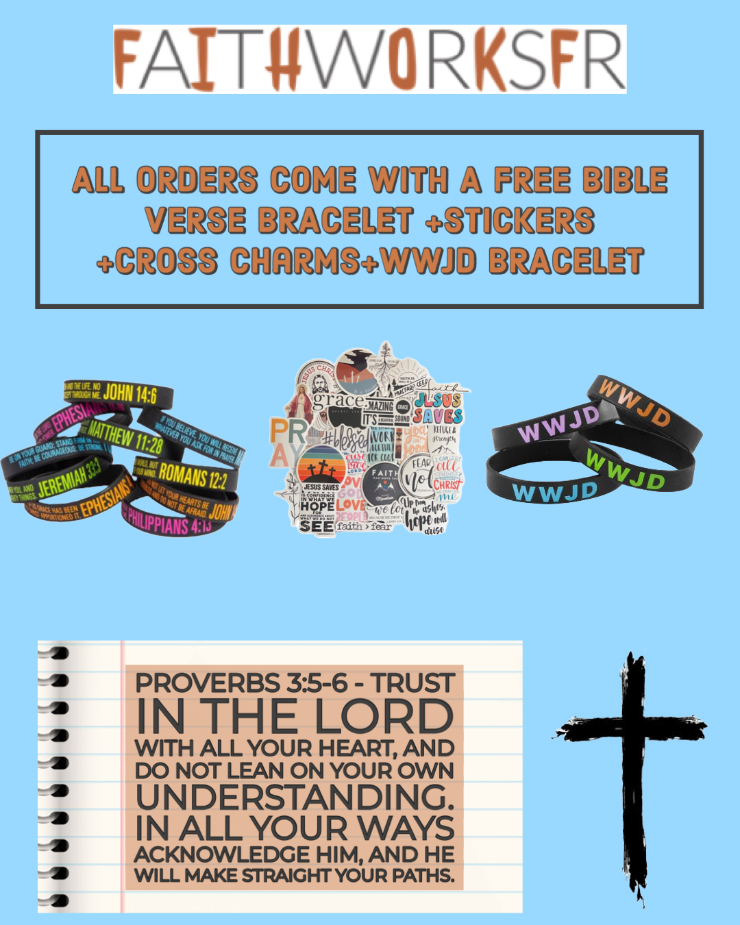 Blue 2-piece WWJD bracelet set