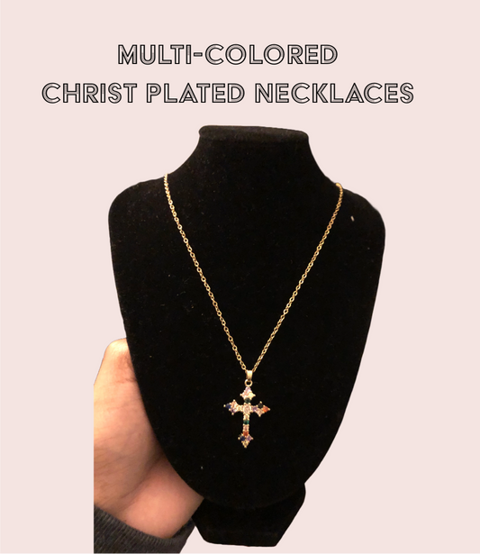 MULTI-COLORED CHRIST PLATED NECKLACE