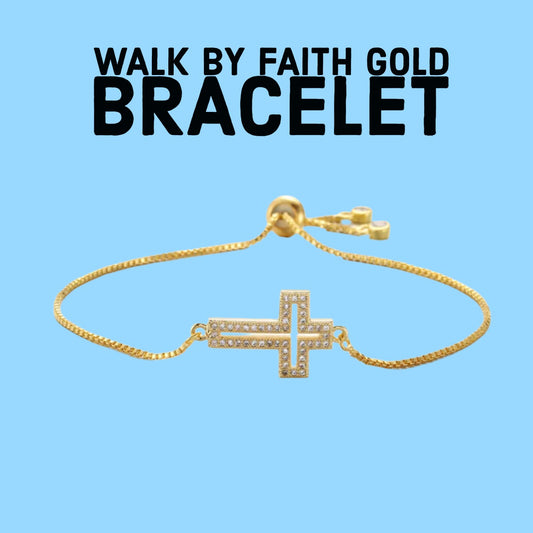 Walk By Faith Gold Adjustable Bracelet