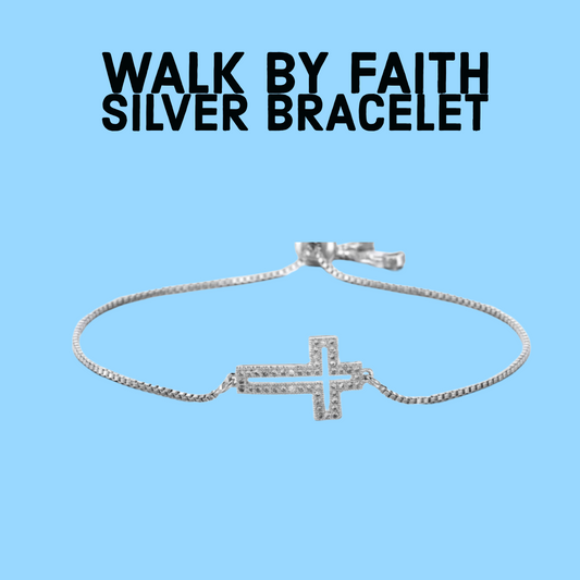 Walk By Faith Silver Adjustable Bracelet